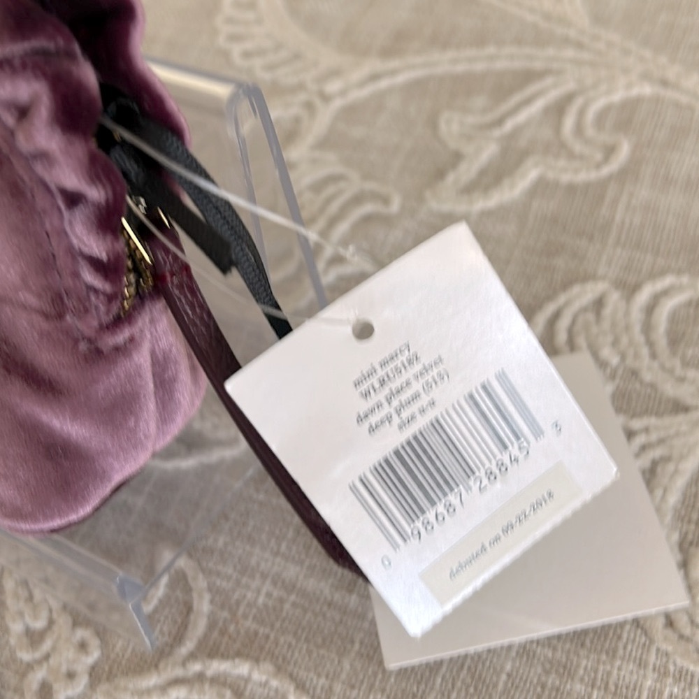 Kate Spade NWT Plum Velvet Mini Marcy Dawn Clutch Bag with Ruffle Detail - Picture 6 of 12